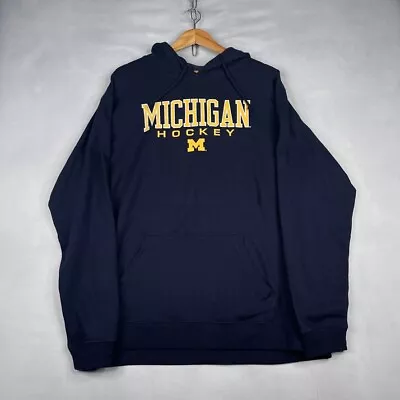 University Of Michigan Hockey Hoodie Mens XL Blue Sweater Sweatshirt Pullover • $25.88
