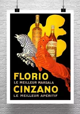 Florio Cinzano Vintage Italian Liquor Poster Fine Art Giclee Print On Canvas • $25.55