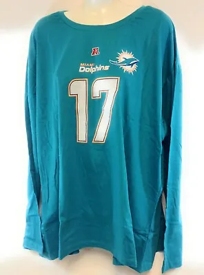 Womens NFL Majestic Miami Dolphins Ryan Tannehill #17 Aqua Long Sleeve T-Shirt • $11.99