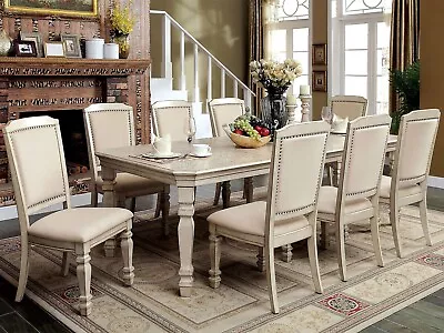 NEW SPECIAL - Traditional Antique White 9pcs Dining Room Table & Chairs Set ICC7 • $1695.71