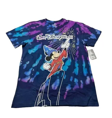 NEW Disney Parks Walt Disney World Sorcerer Mickey Tie-Dye T-Shirt Adult Medium • $64.99