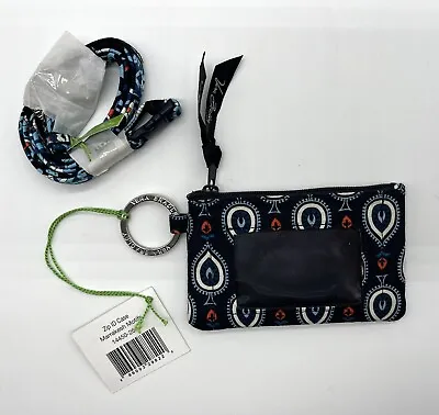 Vera Bradley Zip ID Case & Lanyard Marrakesh Navy Light Blue White School Work • $14.99