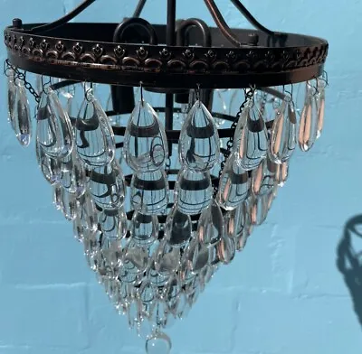 Vintage 80/70’s Modern Crystals Chandelier Lighting Ceiling Lamp Light Fixture • $399.99