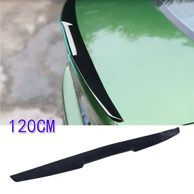 120CM Universal Car Rear Roof Lip Spoiler Tail Trunk Wing Sticker PU Gloss Black • $33.11