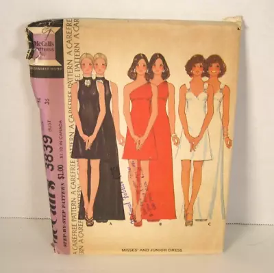 Vintage McCall's Step-By-Step Pattern 3839 Dress In 3 Styles Misses 14 Uncut • $12.99