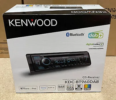 Kenwood Car CD/MP3 Receiver USB Bluetooth DAB+ 3x RCA Preout Stereo KDC-BT960DAB • £170.95