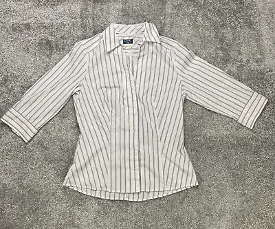 Riders By Lee Shirt Womens Size S 3/4 Sleeve Blue White Striped Easy Care • $13