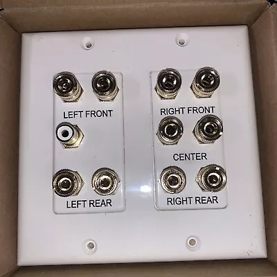 $12.99 • Buy 5.1 Surround Home Theater Speaker Wall Plate Banana Binding Post 2-Gang White