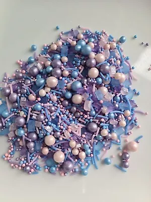 Purple Jewel Sprinkles Mermaid Pink And Blue Non-Pareils Pearls Crystals Cake • £3.19