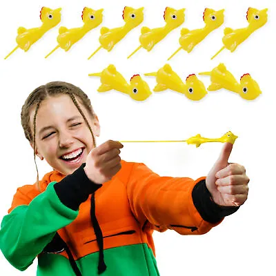 Slingshot Chicken Flying Finger Toys - Stretchy Rubber Flick Chicks Shooting10pc • $8.95