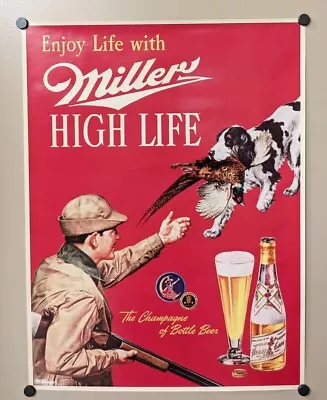Miller High Life Pheasant Hunting Dog Beer Poster Rustic 18 X24  Champagne Sign • $14.95