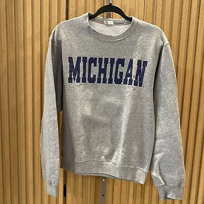 Michigan Sweatshirt Men's S Gray Long Sleeve Pullover Embroidered  • $9.77