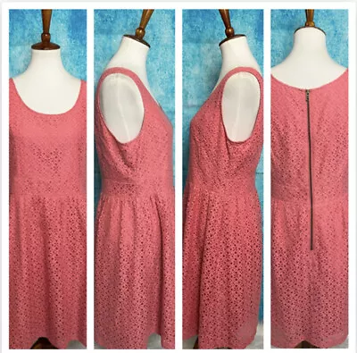 J Crew Women’s 10 A Line Pink Lace Dress Knee Length Lined Zip Sleeveless • $19.95