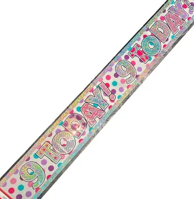 2.6 Metre Holographic Foil Party Banner - 9th Birthday Girl Age 9 • £2.50