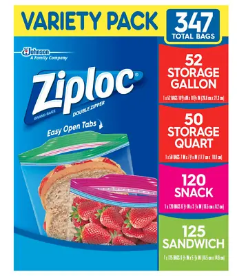 Ziploc Variety Pack With An Assortment Of Bag Sizes (347 Total Bags) • £32.45