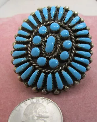 Vintage   Southwest   N A   Cluster   Turquoise Type  Ring   Size 8  To  8.5 • $95