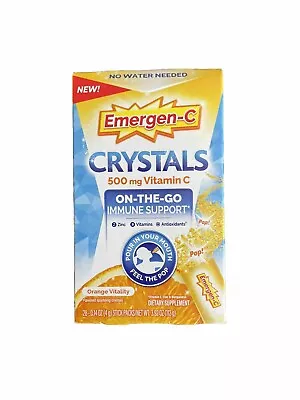 Emergen-C Crystals 500mg Vitamin C 28 Stick Pack Orange No Water Need Exp 5/2025 • $14.99