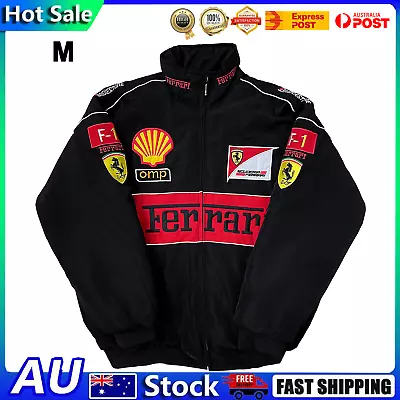 Unisex Adults F 1 Team Racing Embroidery Cotton Padded Zip Racing Jacket AUS • $51.19