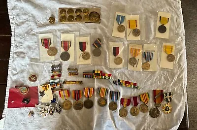 Vintage Lot U.s. Military Medals Ribbons Pins • $200