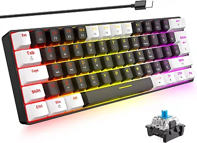 $50.89 • Buy 60% Compact Wired True Mechanical Gaming Keyboard 61 Keys RGB Backlit For PC PS4