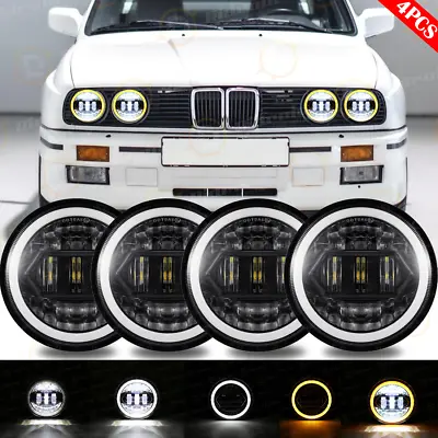 For BMW 325i 528i 535i E30 4PCS 5-3/4 5.75  LED Headlights Hi/Lo Beam White DRL • $99.99