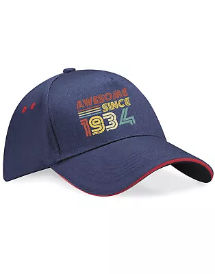 90th Birthday Hat 90 Years Old Born In 1934 5 Panel Cotton Cap Sandwich Peak • £14.99