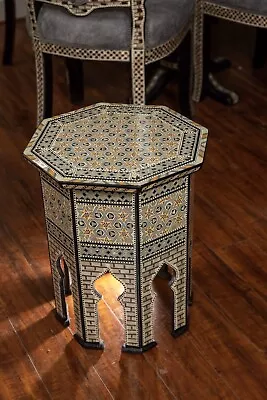 Egyptian Side Table 20 Height Mother Of Pearl Bedside Coffee Table HandMade • $269.99