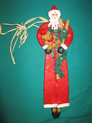 Vtg Folk Art Clay Santa Claus Wall Decor Cynthia Madrid Midwest Cannon Falls 18” • $18.95