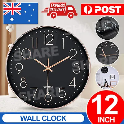 $17.95 • Buy 30.5CM Quartz Wall Clock Round Analogue Stylish Design Home Office Non-Ticking