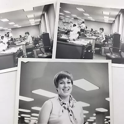 Vintage 1969 Black And White Photo Lot Of 3 Young Woman Working Career Office • $10.04