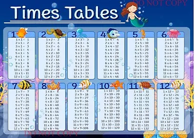 Times Table Wall Poster A4 Chart GLOSSY • £3.45