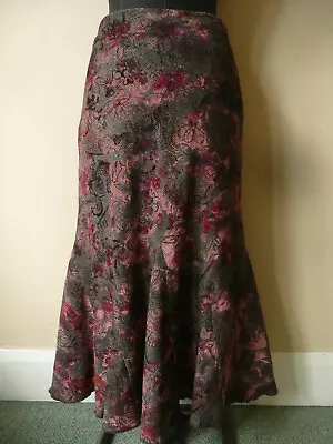 Per Una Skirt Fit & Flare Tweed & Velvet Dark Red UK 8s • £14