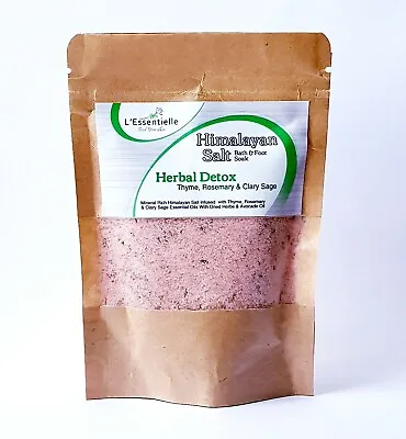 Himalayan Salt Bath Soak Herbal Rosemary Thyme Clary Sage Essential Oils 100g • £2.97