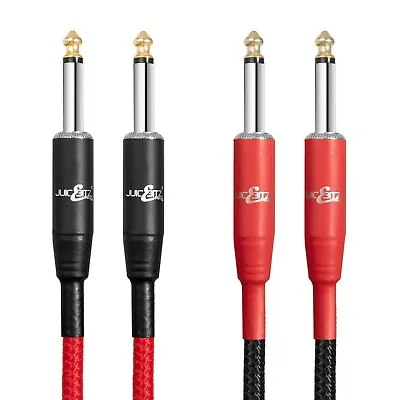 JuicEBitz® PRO Series Braided 1/4  Jack To Jack Speaker Amp Cable Lead 6.35mm • £22.99