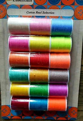 18 X Cotton Sewing Thread 18 X 30m Reels Assorted Light Colours  Sew Repair Poly • £3.40