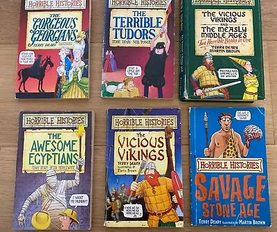 6 X Terry Deary Horrible Histories Book Box Set Vikings Egyptians Georgians • £5