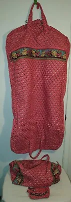 Vera Bradley Vintage Pink Paisley Floral Tote Duffel Garment Bag Set Lot Of 3 • $65