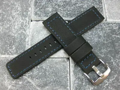 NEW 20mm PVC Rubber Band Black Diver Watch Strap For BREITLING Maratac Blue X1 • $30.12