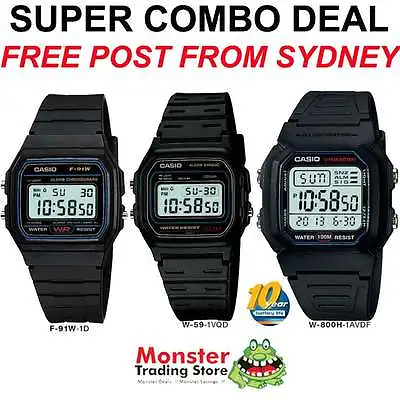 Casio Watch Combo Deal Free Post From Sydney Retro F-91w-1 W-59-1 W-800-1 • $120