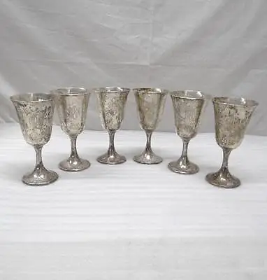 Vintage Set Of 6 Gorham Sterling Silver Monogramed Wine Stem Goblets 272 6 1/2  • $1199