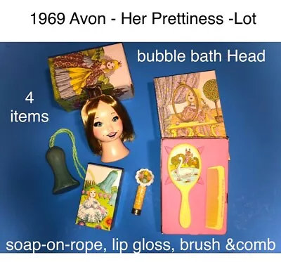 Vintage Avon 1969 Her Prettiness LOT - Brush & Comb  Soap On Rope Etc. 4 Items • $45