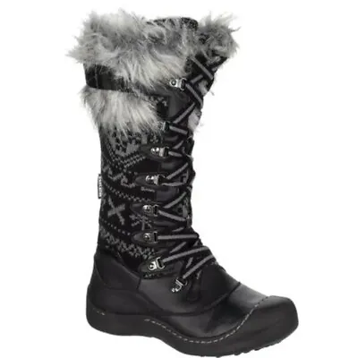 MUK LUCKS Gwen Fair Isle Lace Up Knit Vegan Fur Winter Snow Boots In 7 • $18