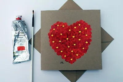 REAL PAINTING Hand-painted Greetings Card  Love Heart #25  W/env By Judith Rowe • £4