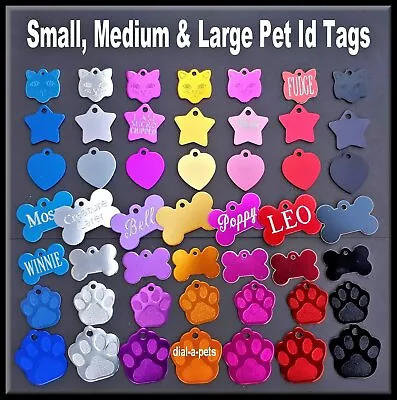 CAT & DOG PET Collar Id Name Tag Coloured Puppy DISC CHEAP Engraved S/M/L Tags! • £1.99