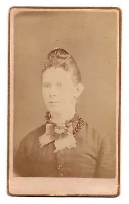 ANTIQUE CDV CIRCA 1880s STARK GORGOEUS YOUNG LADY IN DRESS ANN ARBOR MICHGAN • $9.99