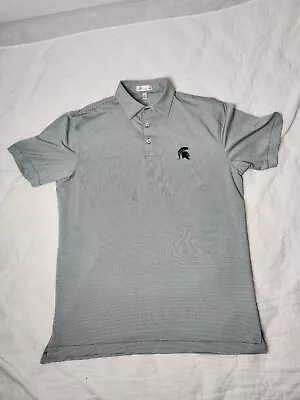 Peter Millar Michigan State Spartans Polo Shirt Mens Size Medium Striped Golf • $28