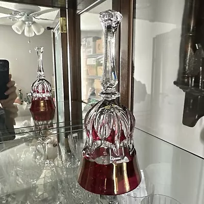 Large Echt Bleikristall Ruby Flash 24% Lead Crystal Bell West Germany 8” Tall • $26.50