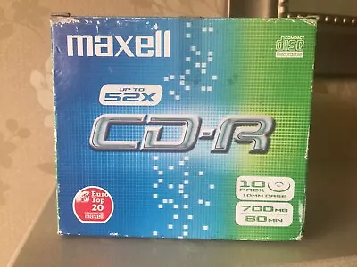 £12.99 • Buy 10x Maxell CD-R 700mb 80Min 52x Data Audio Disc Blank  Discs 10 Pack New Sealed
