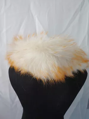 100% Real Raccoon  Fur Hood Collar/ Wrap/scarf / Jacket Collar Cream With Tips  • $28