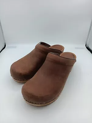 Womens Sanita Brown Leather Clogs Size 40 / US 9-9.5 • $35